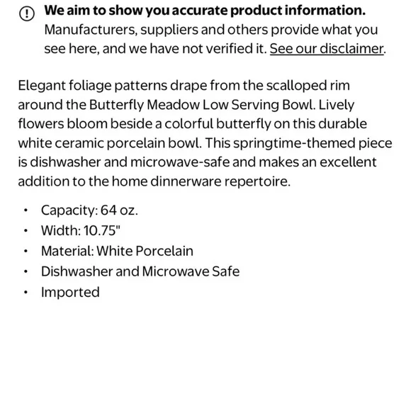 Lenox Butterfly Meadow Floral Serving Bowl - White and Multicolor - Picture 15 of 15